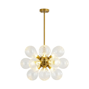 18-Light Cluster Ribbed Glass Globe Bubble Chandelier