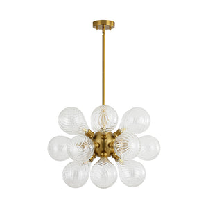 18-Light Cluster Ribbed Glass Globe Bubble Chandelier