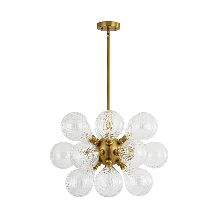18-Light Cluster Ribbed Glass Globe Bubble Chandelier