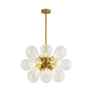 18-Light Cluster Ribbed Glass Globe Bubble Chandelier