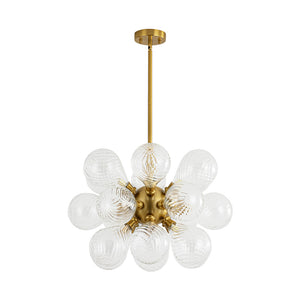 18-Light Cluster Ribbed Glass Globe Bubble Chandelier