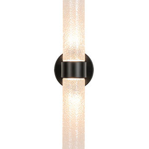 2-Light Rippled Glass Linear Tube LED Vanity Wall Sconce