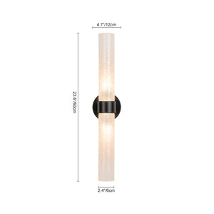 2-Light Rippled Glass Linear Tube LED Vanity Wall Sconce