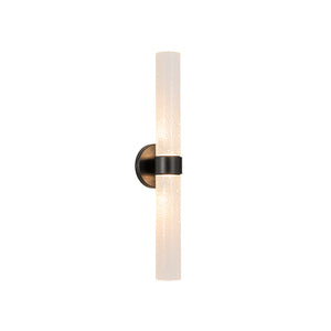 2-Light Rippled Glass Linear Tube LED Vanity Wall Sconce