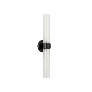 2-Light Rippled Glass Linear Tube LED Vanity Wall Sconce