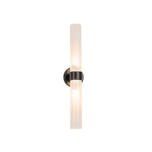 2-Light Rippled Glass Linear Tube LED Vanity Wall Sconce