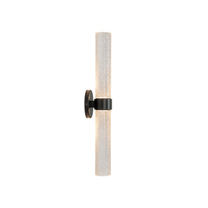 2-Light Rippled Glass Linear Tube LED Vanity Wall Sconce