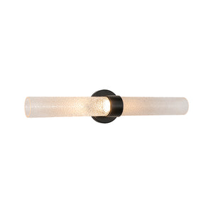 2-Light Rippled Glass Linear Tube LED Vanity Wall Sconce