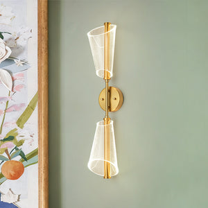2-Light Dimmable LED Up Down Conical Vanity Wall Sconce