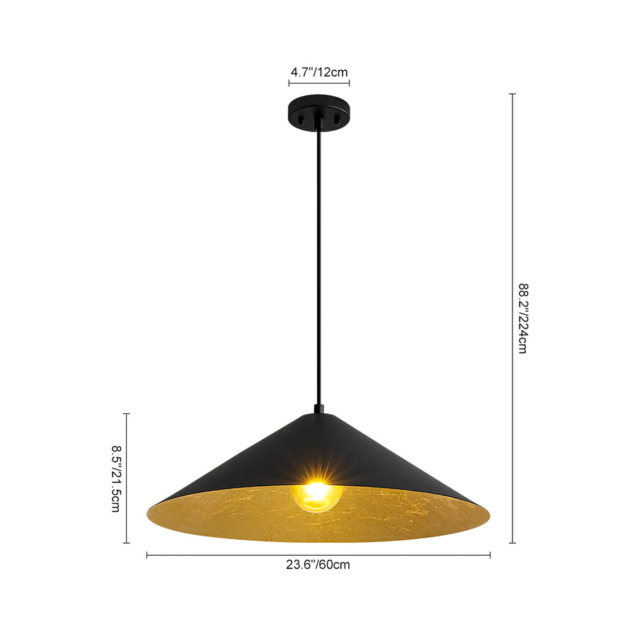 Industrial Oversized Iron Flat Cone Kitchen Pendant Light
