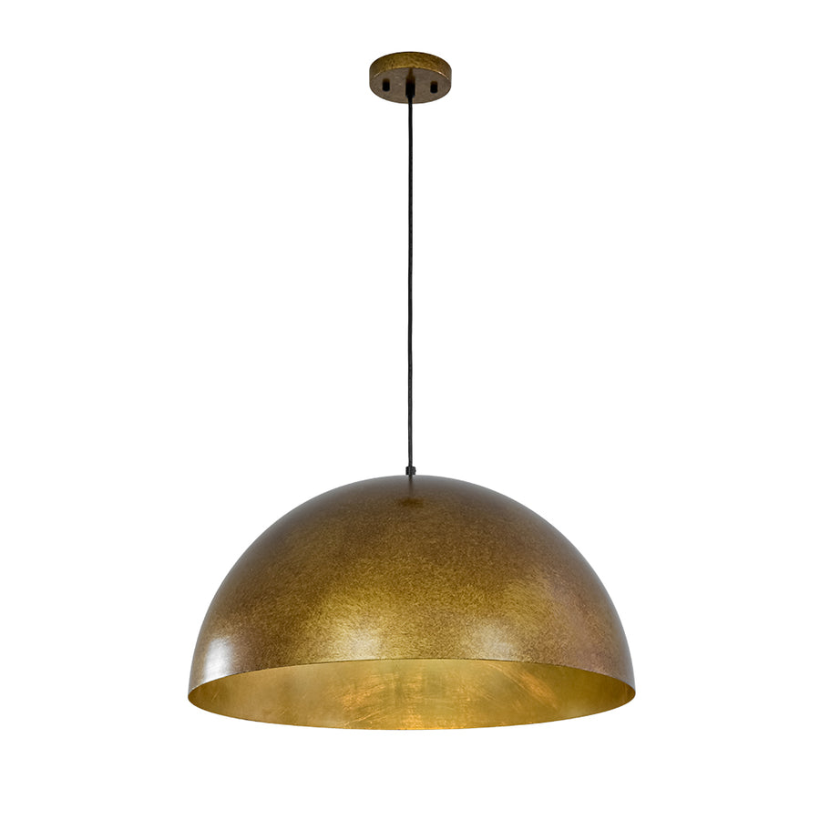 Oversized Antique Dark Rust Iron Dome Pendant Light