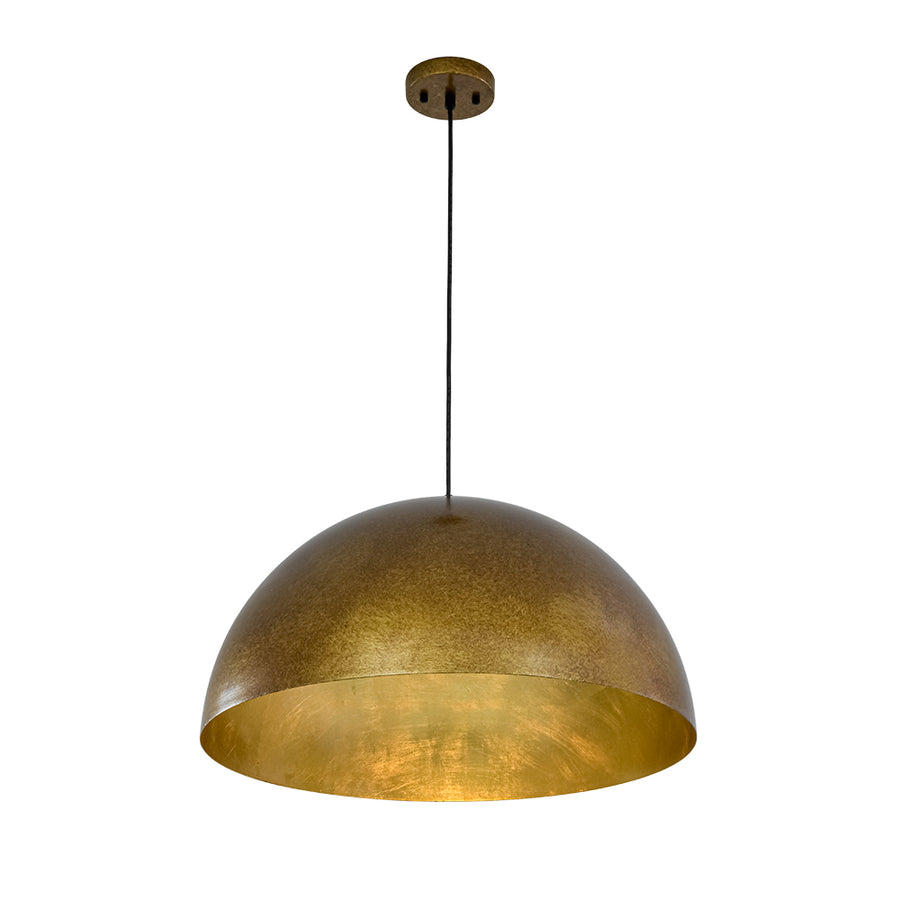 Oversized Antique Dark Rust Iron Dome Pendant Light
