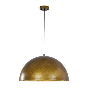 Oversized Antique Dark Rust Iron Dome Pendant Light