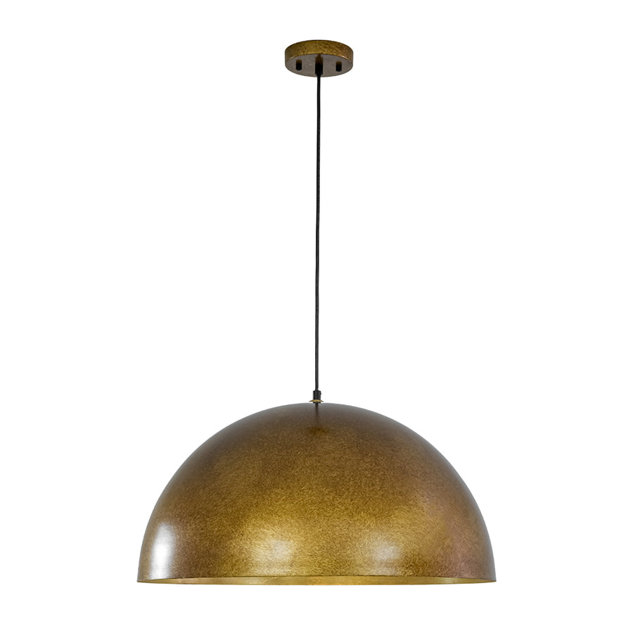 Oversized Antique Dark Rust Iron Dome Pendant Light