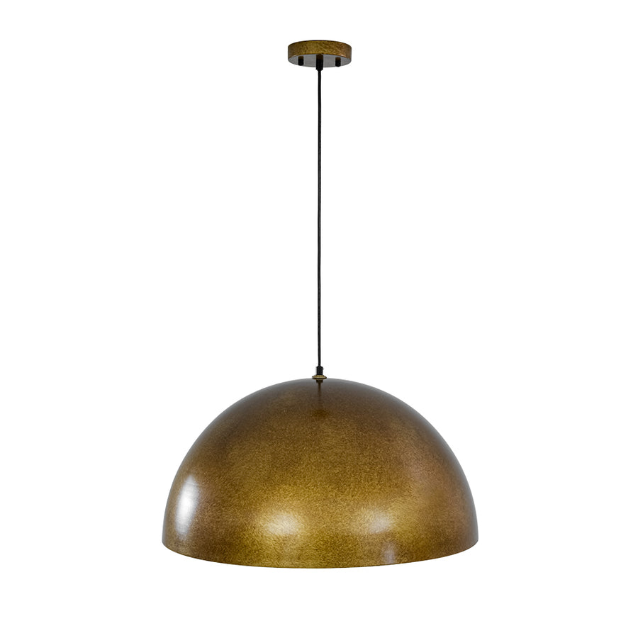 Oversized Antique Dark Rust Iron Dome Pendant Light