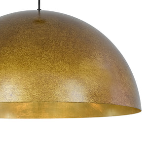 Oversized Antique Dark Rust Iron Dome Pendant Light