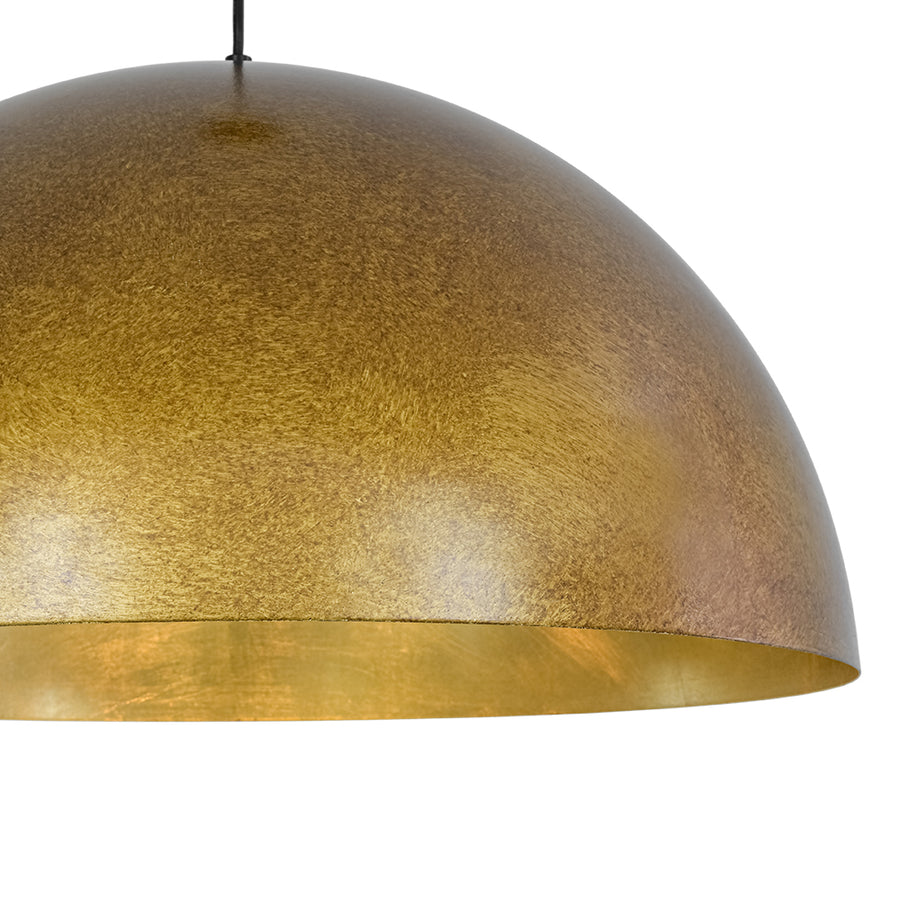 Oversized Antique Dark Rust Iron Dome Pendant Light