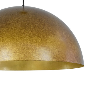 Oversized Antique Dark Rust Iron Dome Pendant Light