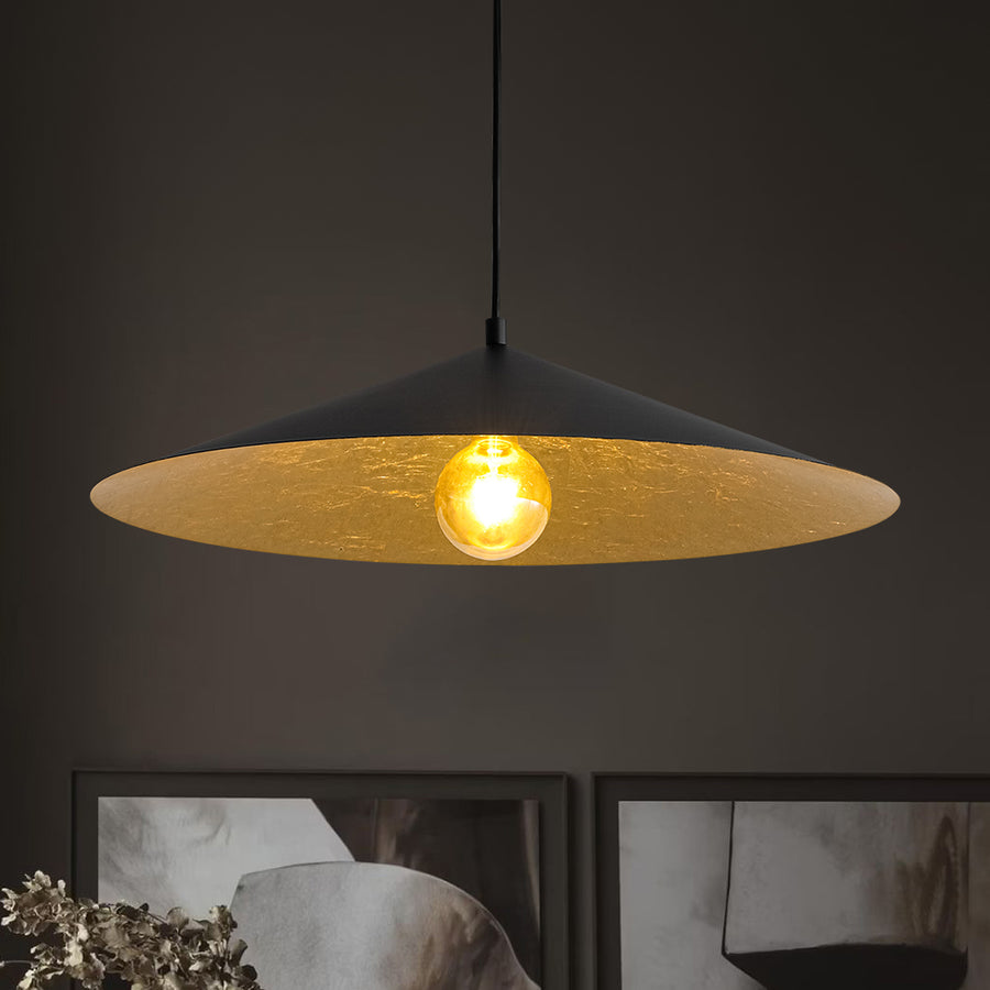 Industrial Oversized Iron Flat Cone Kitchen Pendant Light