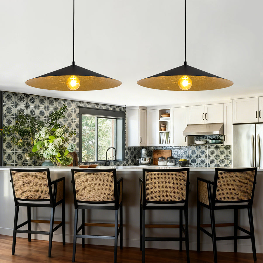 Industrial Oversized Iron Flat Cone Kitchen Pendant Light