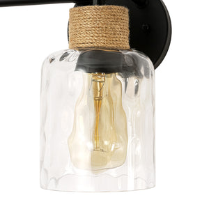 Farmhouse 3-Light Rope Hammered Glass Vanity Wall Lamp