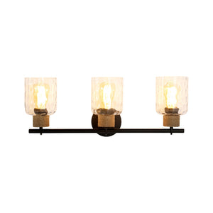 Farmhouse 3-Light Rope Hammered Glass Vanity Wall Lamp
