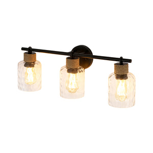 Farmhouse 3-Light Rope Hammered Glass Vanity Wall Lamp