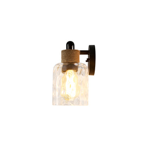 Farmhouse 3-Light Rope Hammered Glass Vanity Wall Lamp