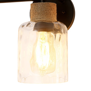 Farmhouse 3-Light Rope Hammered Glass Vanity Wall Lamp