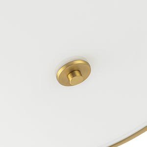 3-Light Brass White Fabric Drum Cage Semi Flush Mount