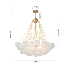 3-Light Cluster Frosted Glass Bubble Chandelier