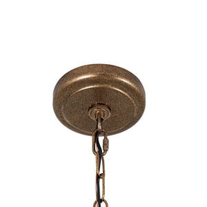 3-Light Distressed Bronze White Fabric Drum Lantern Pendant