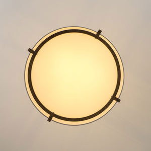 3-Light Distressed Bronze White Fabric Drum Lantern Pendant