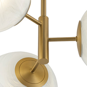 3-Light Opal Swirl Glass Globe Tiered Sputnik Semi Flush Mount