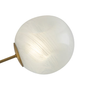 3-Light Opal Swirl Glass Globe Tiered Sputnik Semi Flush Mount
