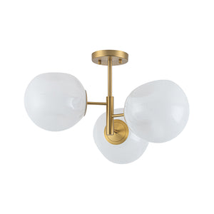 3-Light Opal Swirl Glass Globe Tiered Sputnik Semi Flush Mount