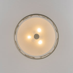 3-Light Distressed Layered Fabric Drum Cage Semi Flush Mount