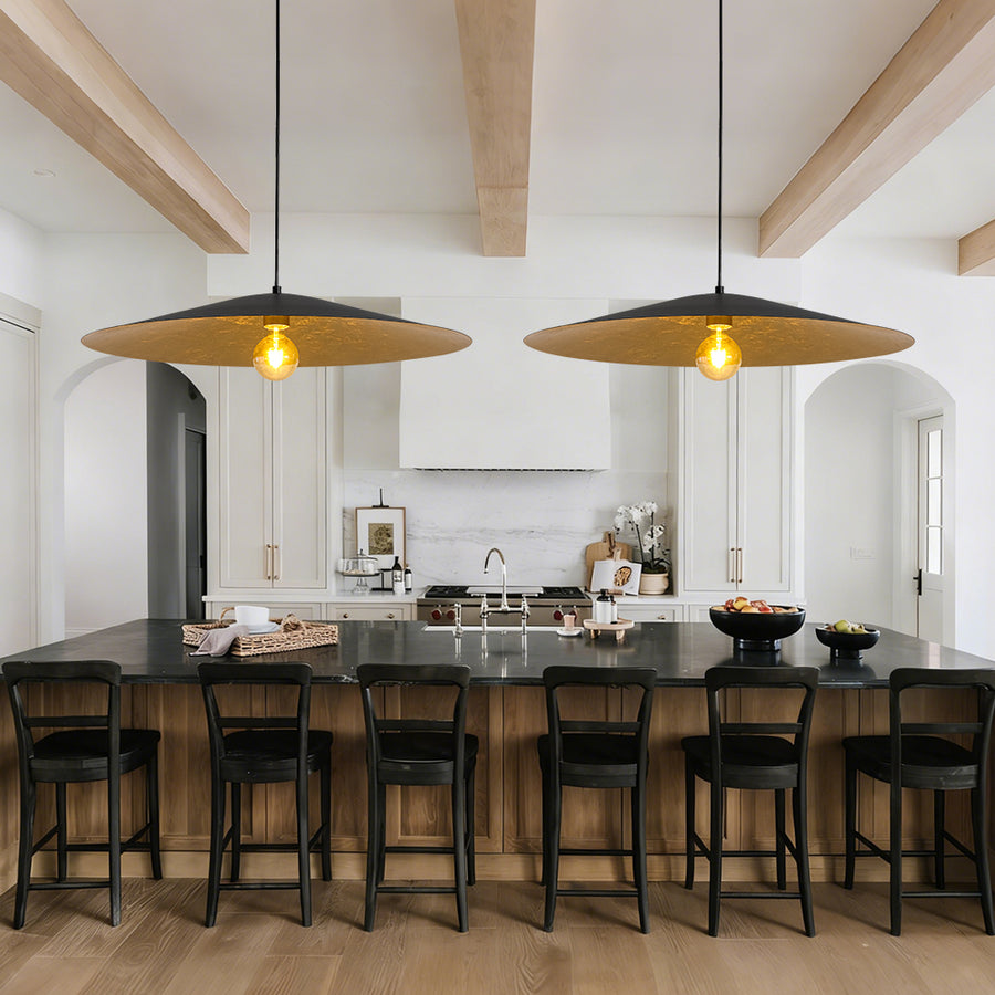 Industrial Oversized Iron Flat Cone Kitchen Pendant Light