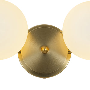 4-Light Brass Tiered Opal Glass Globe Linear Vanity Wall Sconce