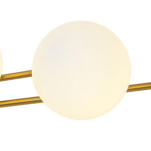 4-Light Brass Tiered Opal Glass Globe Linear Vanity Wall Sconce