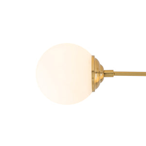 4-Light Opal Glass Globe Linear Island Semi Flush Chandelier