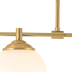 4-Light Opal Glass Globe Linear Island Semi Flush Chandelier