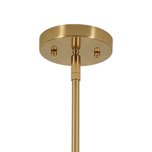 5-Light Brass Ribbed Glass Globe Linear Island Chandelier