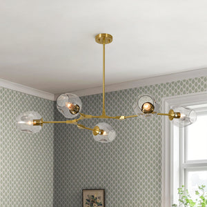 Morandi 5-Light Gray Glass Linear Branch Sputnik Chandelier