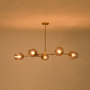 Morandi 5-Light Gray Glass Linear Branch Sputnik Chandelier