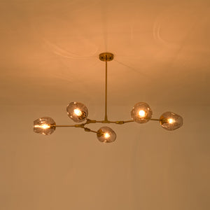 Morandi 5-Light Gray Glass Linear Branch Sputnik Chandelier
