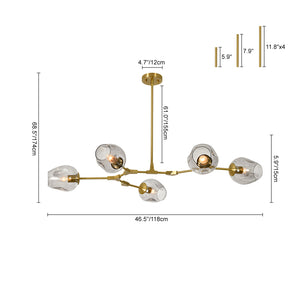 Morandi 5-Light Gray Glass Linear Branch Sputnik Chandelier