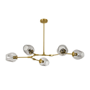 Morandi 5-Light Gray Glass Linear Branch Sputnik Chandelier