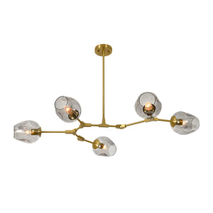 Morandi 5-Light Gray Glass Linear Branch Sputnik Chandelier