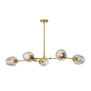 Morandi 5-Light Gray Glass Linear Branch Sputnik Chandelier
